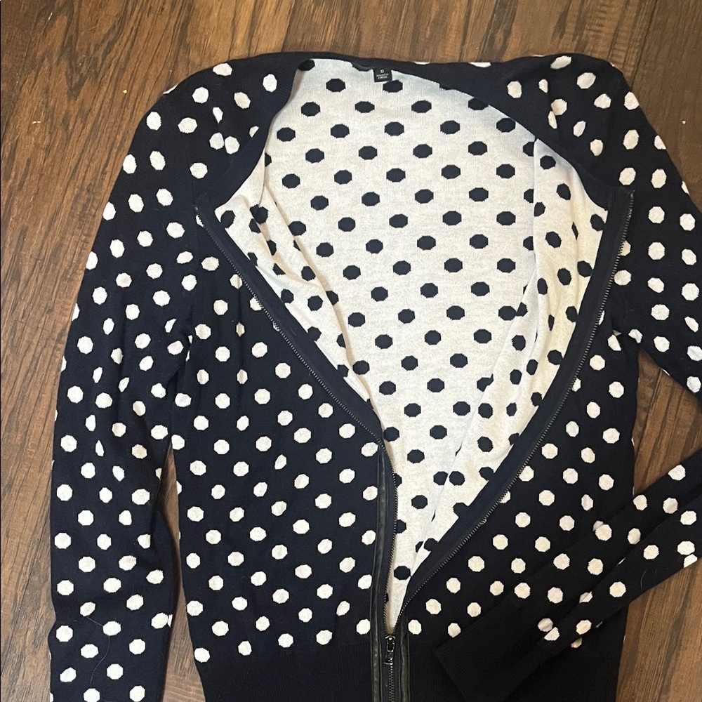 Ann Taylor Navy Blue and White Polka Dot Sweater S - Picture 4 of 6